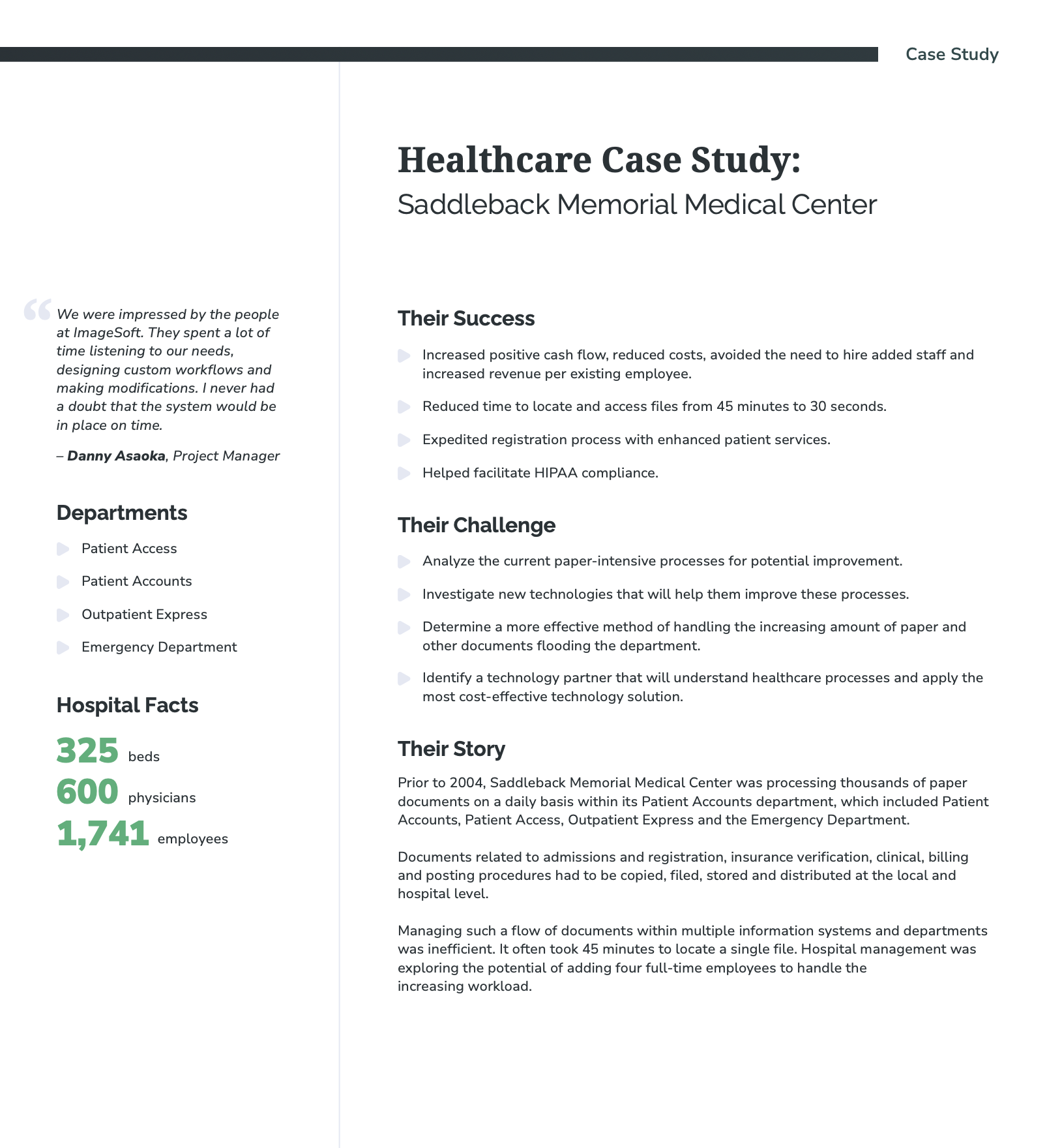Healthcare Case Study: Saddleback Memorial Medical Center